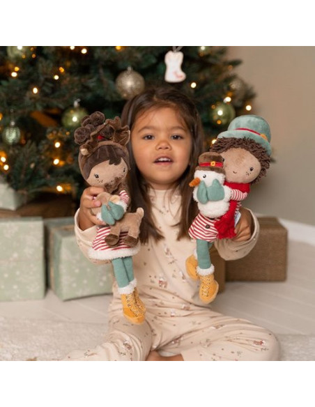 Poupée de Noël Evi avec renne 35 cm : duo magique