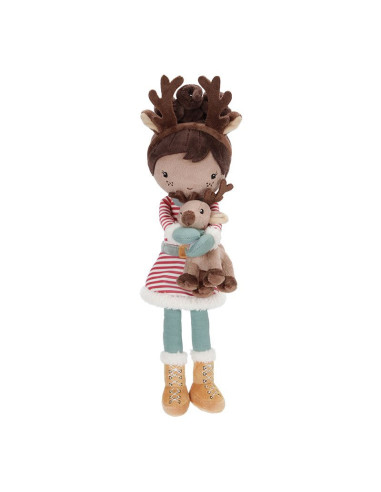 Poupée de Noël Evi avec renne 35 cm : duo magique