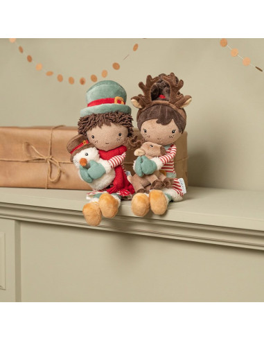 Poupée de Noël Evi avec renne 35 cm : duo magique