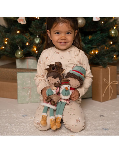 Poupée de Noël Evi avec renne 35 cm : duo magique