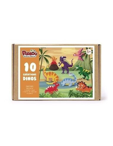 Boite dinosaures a repasser 3000 perles perlou - graine creative