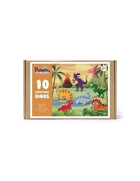 Boite dinosaures a repasser 3000 perles perlou - graine creative