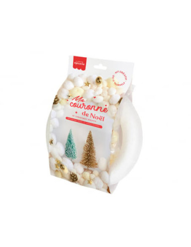 Kit couronne de noël - blanc et beige - la petite epicerie