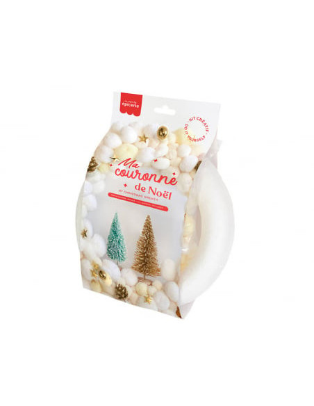 Kit couronne de noël - blanc et beige - la petite epicerie