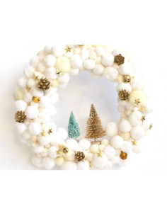 Kit couronne de noël - blanc et beige - la petite epicerie