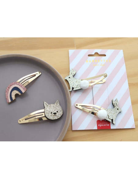 Barrettes cheveux - lapins - la petite epicerie