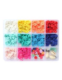 Boite de 11 couleurs pop de perles heishi 6 mm + accessoires - la petite epicerie