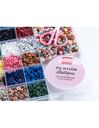 Boîte de 16 couleurs de perles heishi 6 mm - nature - la petite epicerie