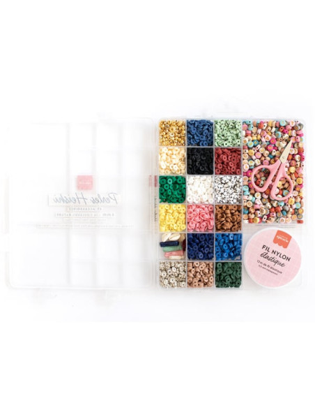 Boîte de 16 couleurs de perles heishi 6 mm - nature - la petite epicerie
