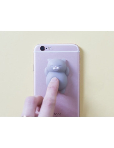 Mini squishy chat gris qui dort - anti-stress - la petite epicerie