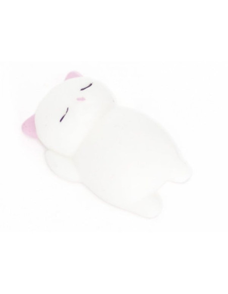 Mini squishy chat blanc à oreilles roses kawaii - anti-stress - la petite epicerie