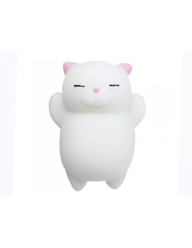 Mini squishy chat blanc à oreilles roses kawaii - anti-stress - la petite epicerie