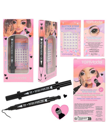 TopModel Stylo de tatouage avec pierres scintillantes