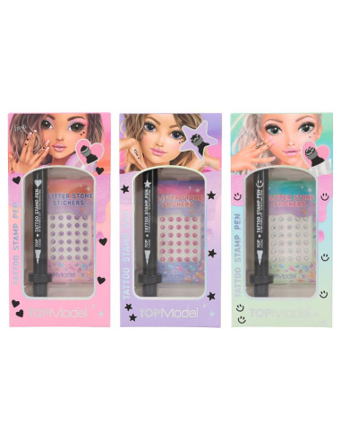 TopModel Stylo de tatouage avec pierres scintillantes