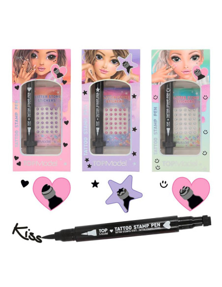 TopModel Stylo de tatouage avec pierres scintillantes