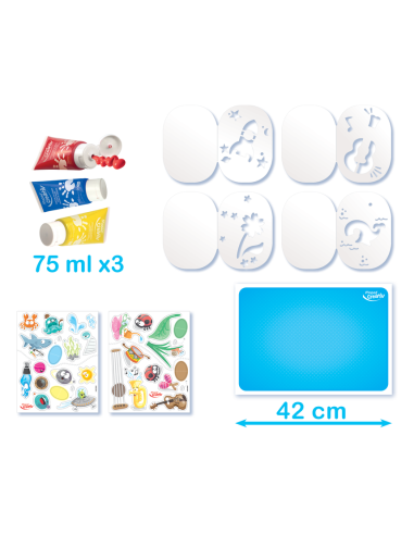 Peinture au Doigt Enfant - CREATIVE DECO - 6 x 40 ml Pots - Couleurs Intenses et Peinture au Doigt Enfant - CREATIVE DECO - 6 x 40 ml Pots - Couleurs Intenses et