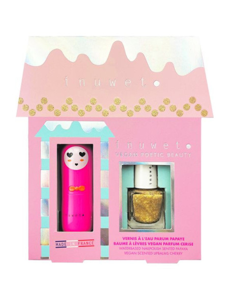 Inuwet coffret juliette vernis kids gold et baume fraise