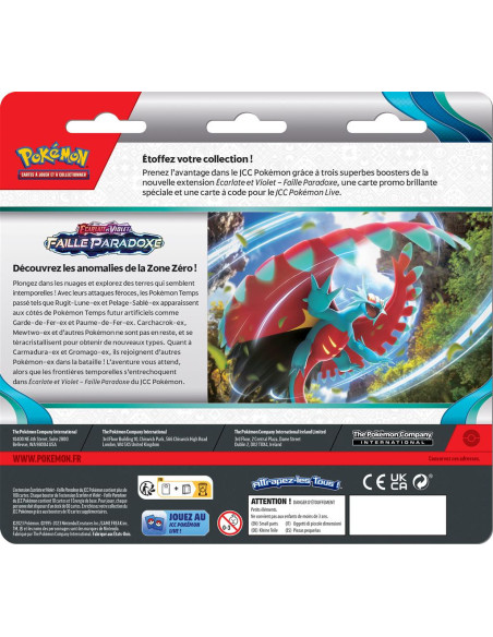 Pokémon EV04 : Pack 3 Boosters - Ecarlate et Violet - Faille Paradoxe