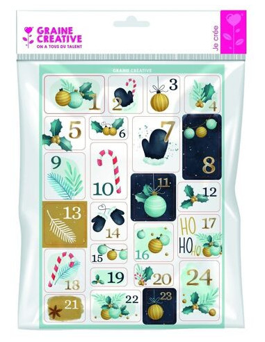 Planche a4 - 24 stickers de l'avent chic - graine creative