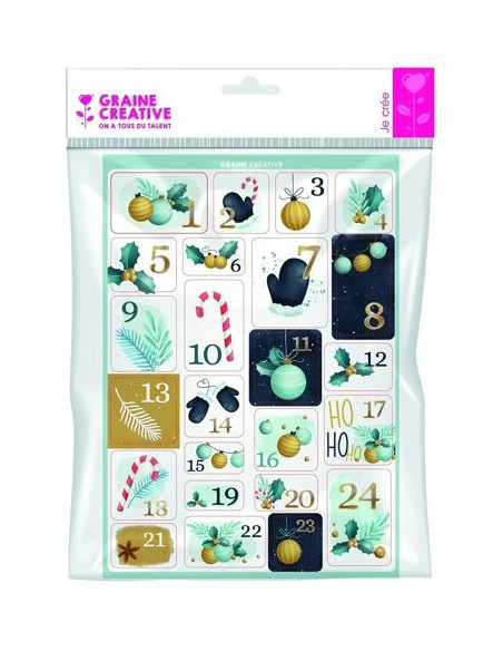 Planche a4 - 24 stickers de l'avent chic - graine creative