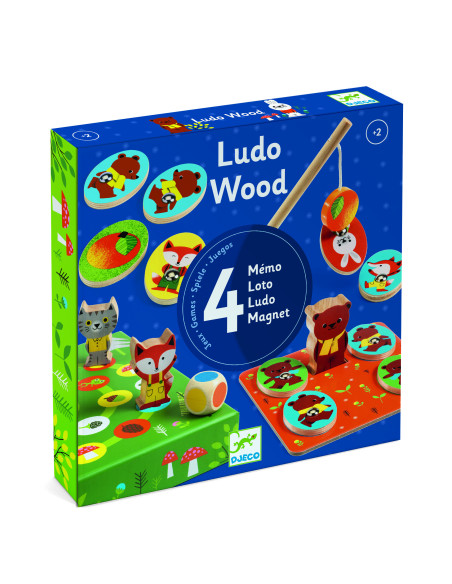 Jeu educatif bois - ludo wood - 4 games - djeco