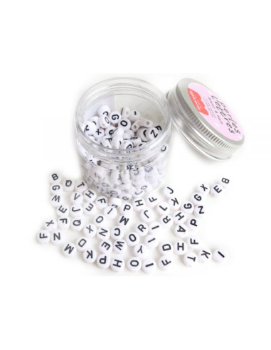 Pot perles lettres - blanc et noir - la petite epicerie