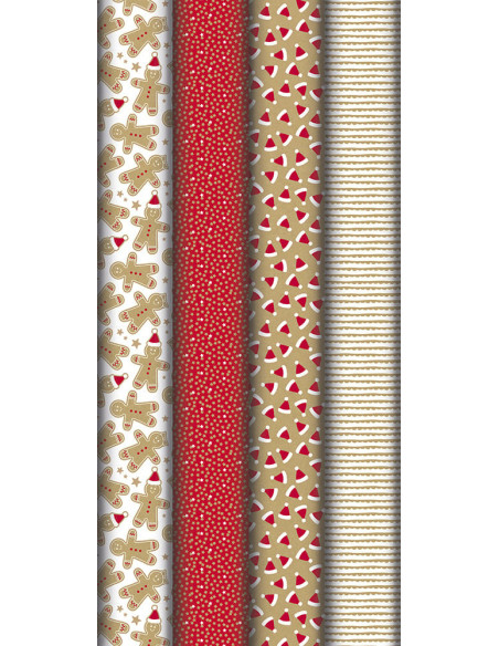 Papier cadeau kraft 70g pain d'épices Noel 2x0.7m - Clairefontaine