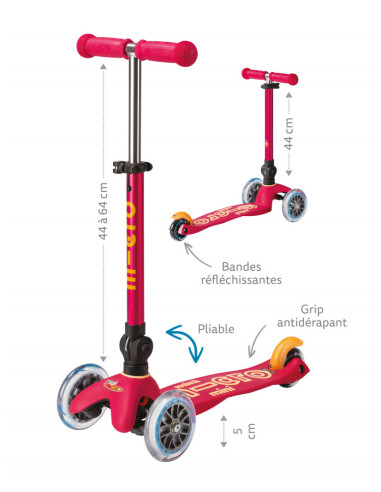 Trottinette mini micro deluxe pliable bleu marine led