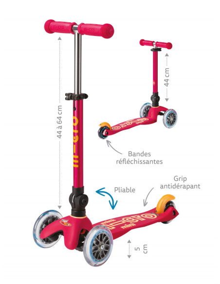 Trottinette mini micro deluxe pliable bleu marine led