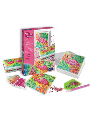 Art & creations - boites a bijoux a diamanter flamants roses