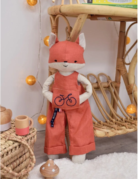 Perlipopette renard en salopette corail - mailou