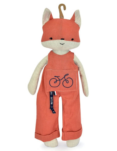 Perlipopette renard en salopette corail - mailou