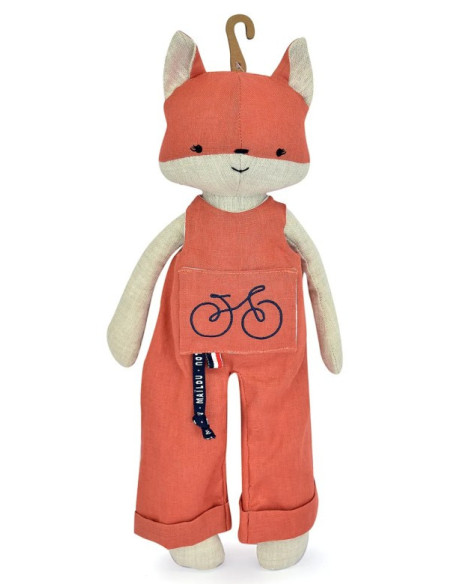 Perlipopette renard en salopette corail - mailou