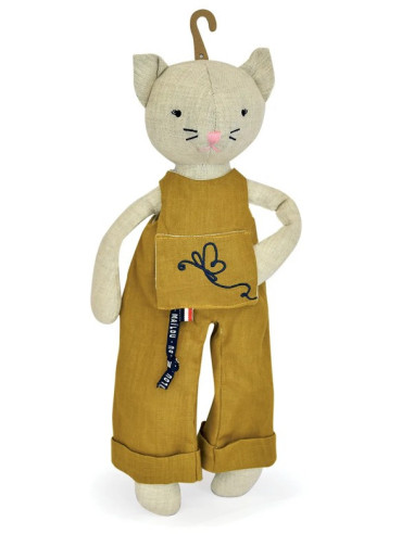 Perlipopette chat en salopette olive - mailou