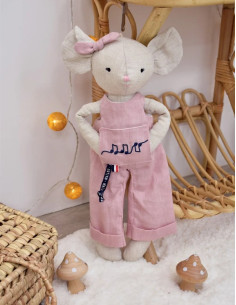 Perlipopette souris en salopette rose - mailou 2