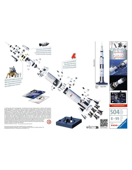 Ravensburger - puzzle 3d - fusée spatiale saturne v - nasa 