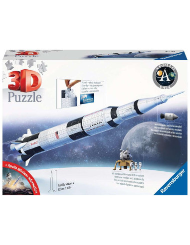 Ravensburger - puzzle 3d - fusée spatiale saturne v - nasa 