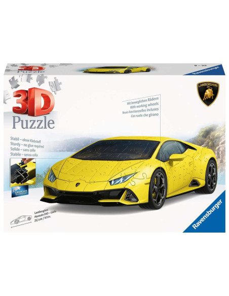 Ravensburger - Puzzle 3D Véhicules - Lamborghini Huracan Evo édition jaune avec grille de construction