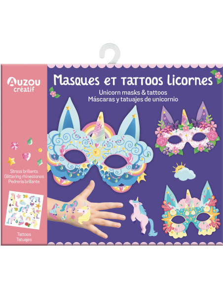 Ma pochette d'artiste - masques et tattoos licornes