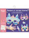 Ma pochette d'artiste - masques et tattoos licornes