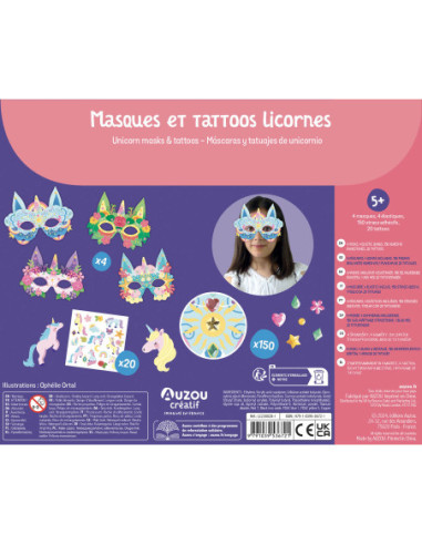 Ma pochette d'artiste - masques et tattoos licornes
