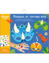 Ma pochette d'artiste - masques et tattoos dino