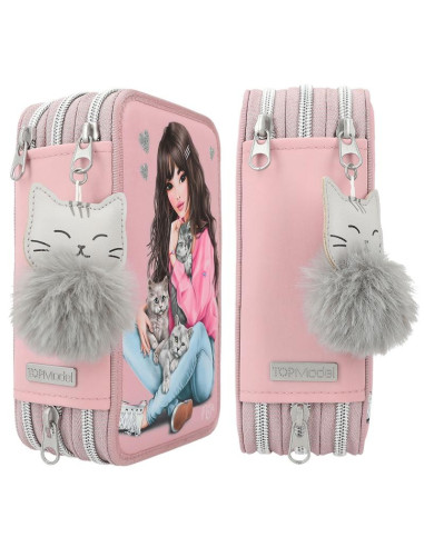 Topmodel trousse 3 compartiments chaton