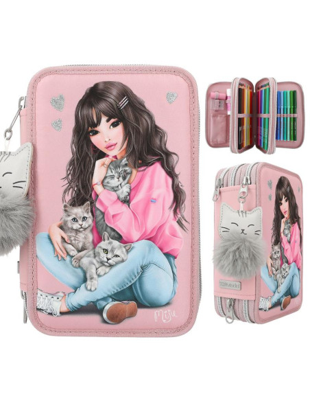 Topmodel trousse 3 compartiments chaton