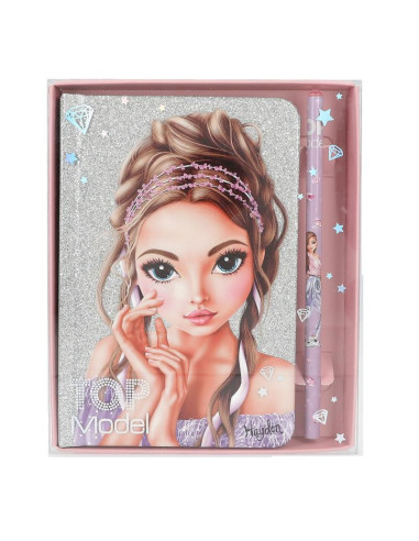 Topmodel carnet de notes avec crayon glitter queen