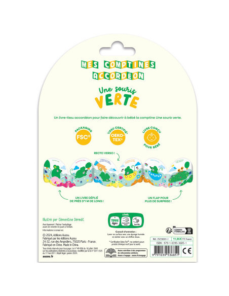 Comptines tissu accordéon - une souris verte