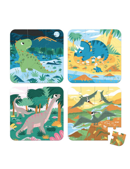 4 PUZZLES DINOSAURES