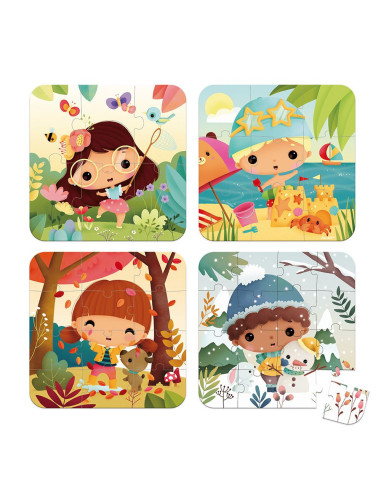 4 puzzles evolutifs - les 4 saisons (6,9,12 & 16 pieces)