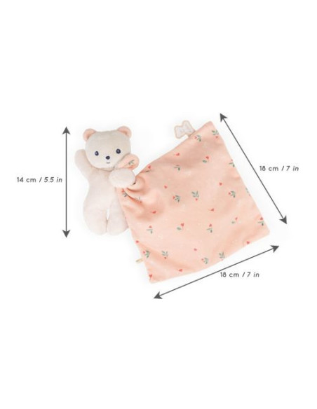 Doudou ours carré douceur feuilles d'amour - kaloo