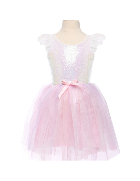 Robe Licorne Dreamy rose et brillant avec coiffe